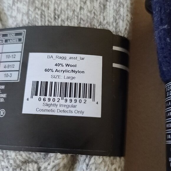 Ballston Heavyweight 40% Wool Socks Unisex 2 Pairs Large Beige Navy NWT - Picture 6 of 7